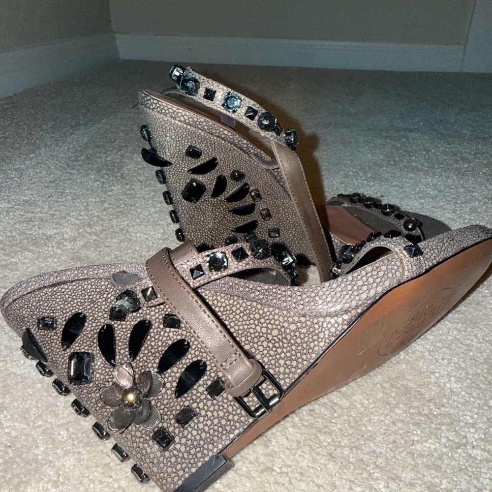 Tory Burch Embellished Odile Wedge Sandals